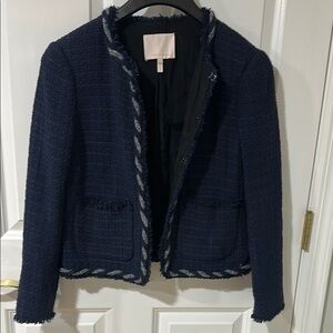 Rebecca Taylor Navy Blue Tweed Women's Jacket size 4